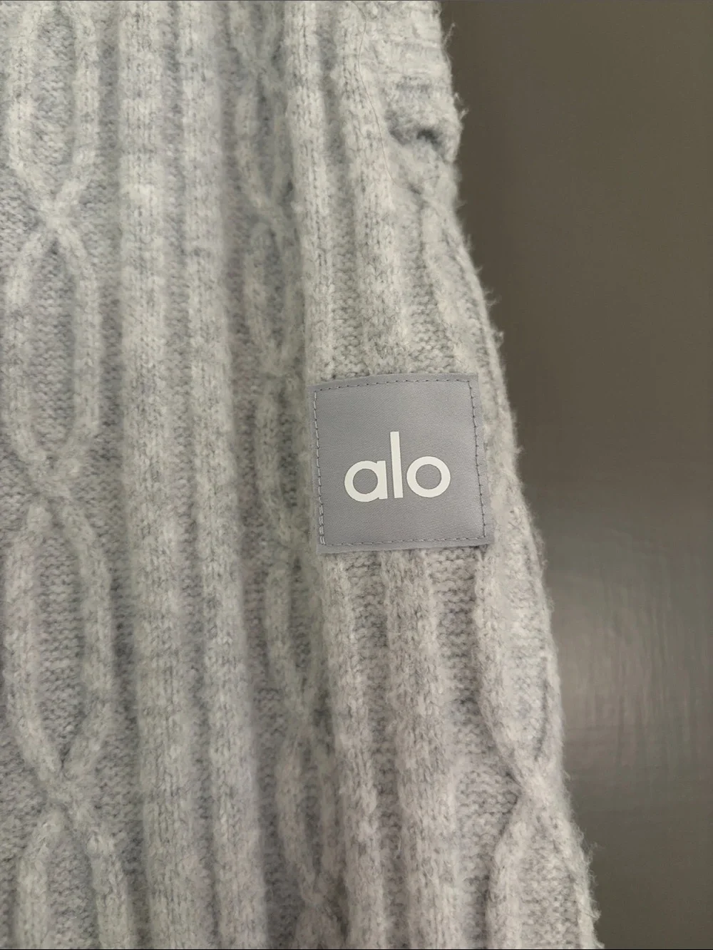 alo cable knit winter bliss pant - heather gray size xs